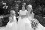 Bride and Groom with flower girls black and white Hindu wedding and Western Wedding
