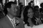 Bride and Groom at the alter in Black and White