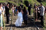 Bride and Mom walk down Aisle Muir Beach Wedding