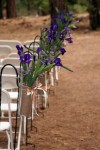Iris flowers as isle caps wedding Evergreen Lodge in Goveland, CA