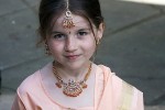 Girl in Sari. Cute child looking at camera. Student from Montclair Elementary School in Oakland CA. Talent Show Variety Show