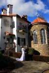 Bride and Groom in front of Chateau Du Sureau and Erna's Elderberry House wedding photos