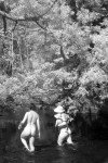 Nude women in river. Infrared photography of the Big Sur River on the summer solstice.