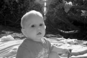baby and lens flare. Infrared photography of the Big Sur River on the summer solstice.