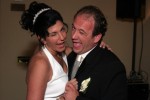 Bride and groom, first dance, goofy look, wedding reception Los Gatos Hotel and Spa