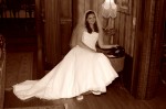 Bride before the wedding, sepia Churchill Manor Napa, CA