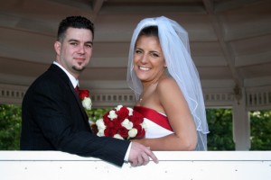 wedding photo bride and groom in gazebo 2 Rios-Lovell Winery in Livermore CA