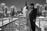 Infrared wedding portrait photo from the Oakland Mormon temple