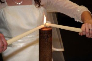 wedding ceremony, unity candle lighting Christmas wedding calvary baptist church oroville, ca
