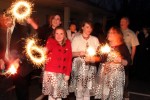 sendoff with sparklers, long exposure, Christmas wedding calvary baptist church oroville, ca