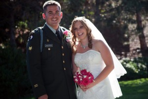 bride and groom, bac lit by sun, laugh in meadow wedding formal photo from heather farms in walnut creek California
