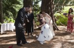Flower girl tries to break glass Wedding Ceremony Tilden Park Botanical Gardens under redwood trees