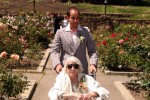 grandma pushed down isle wedding photo rose garden oakland ca