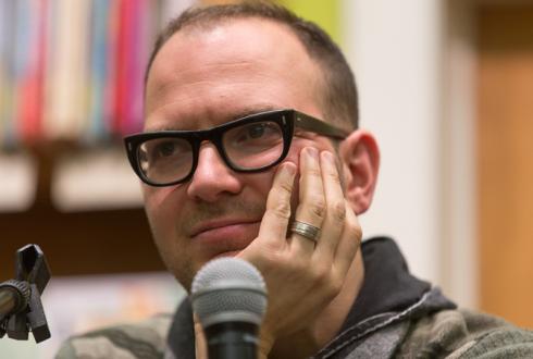 Author Cory Doctorow speaking at The Booksmith in San Francisco