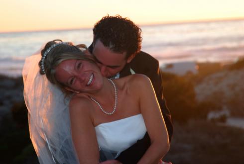 Wedding photos from Asilomar beach and Asilomar Conference Center in Pacific Grove, CA 2004
